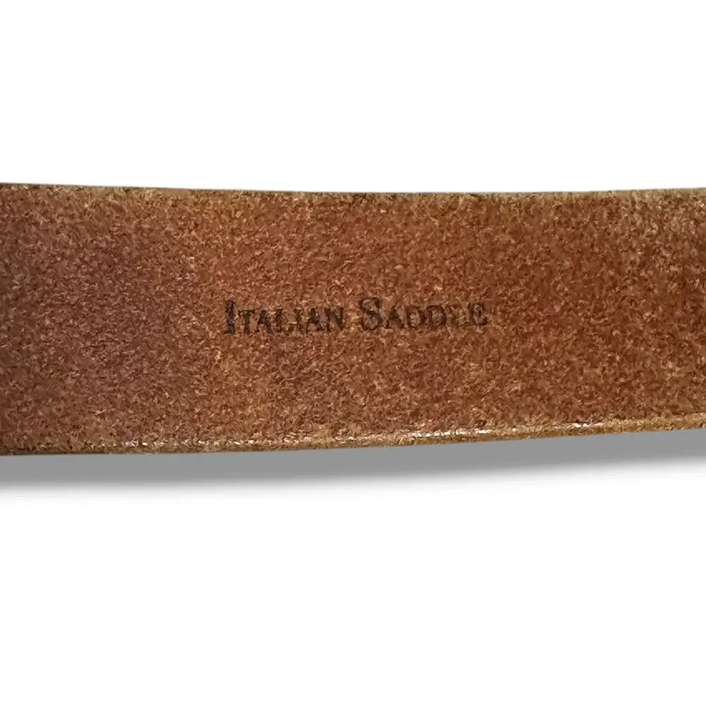 Vintage 90s Y2K Polo Ralph Lauren Italian Saddle Leather Belt Brown Brass Sz 34